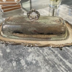 Silver-plated butter dish. Antique.